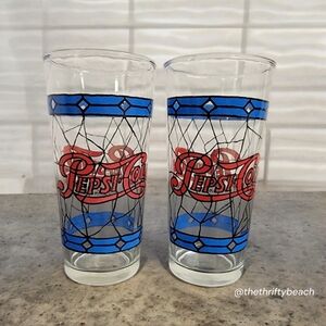 Vintage Pepsi Cola Glasses 1970s (Set of 2)